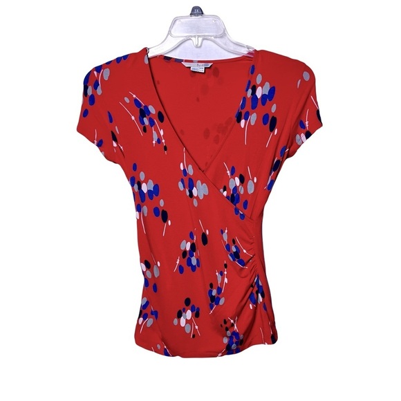 Boden | Orange Jersey Knit Short Sleeve Surplice Top, Size 6 - Picture 1 of 6